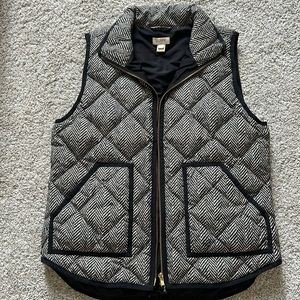 J.Crew Black and Tan chevron puffer vest